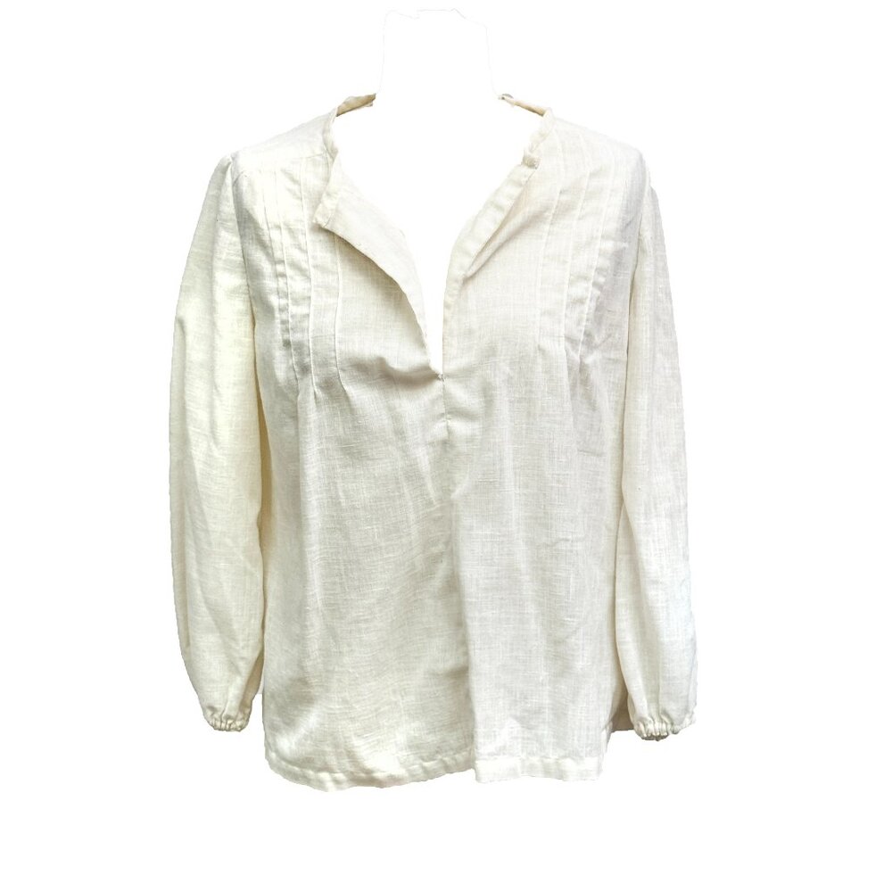 Vintage 70s Boho Prairie Peasant Top – Embroidered Rose Sleeve & Slit Neck